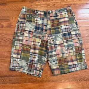 Vintage American Eagle Patchwork Plaid Camo Madras‎ Shorts Mens 40 Y2K 12"